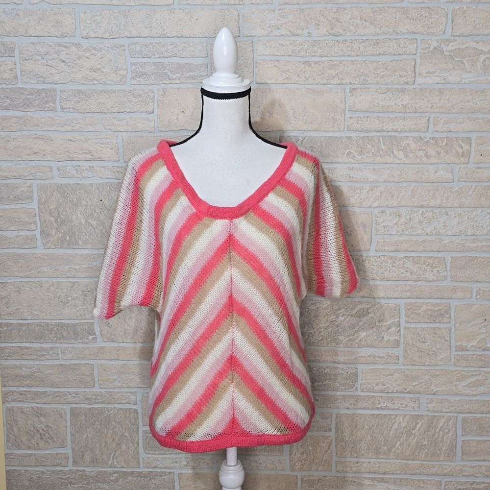 NWT WOODEN SHIPS MOHAIR WOOL BLEND CHEVRON KNIT TOP
